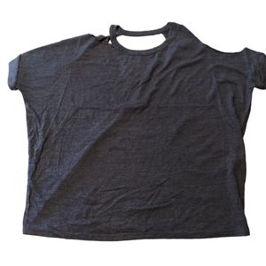 Chaser Womens Cropped Open Shoulder T Shirt  Navy NWT Size M